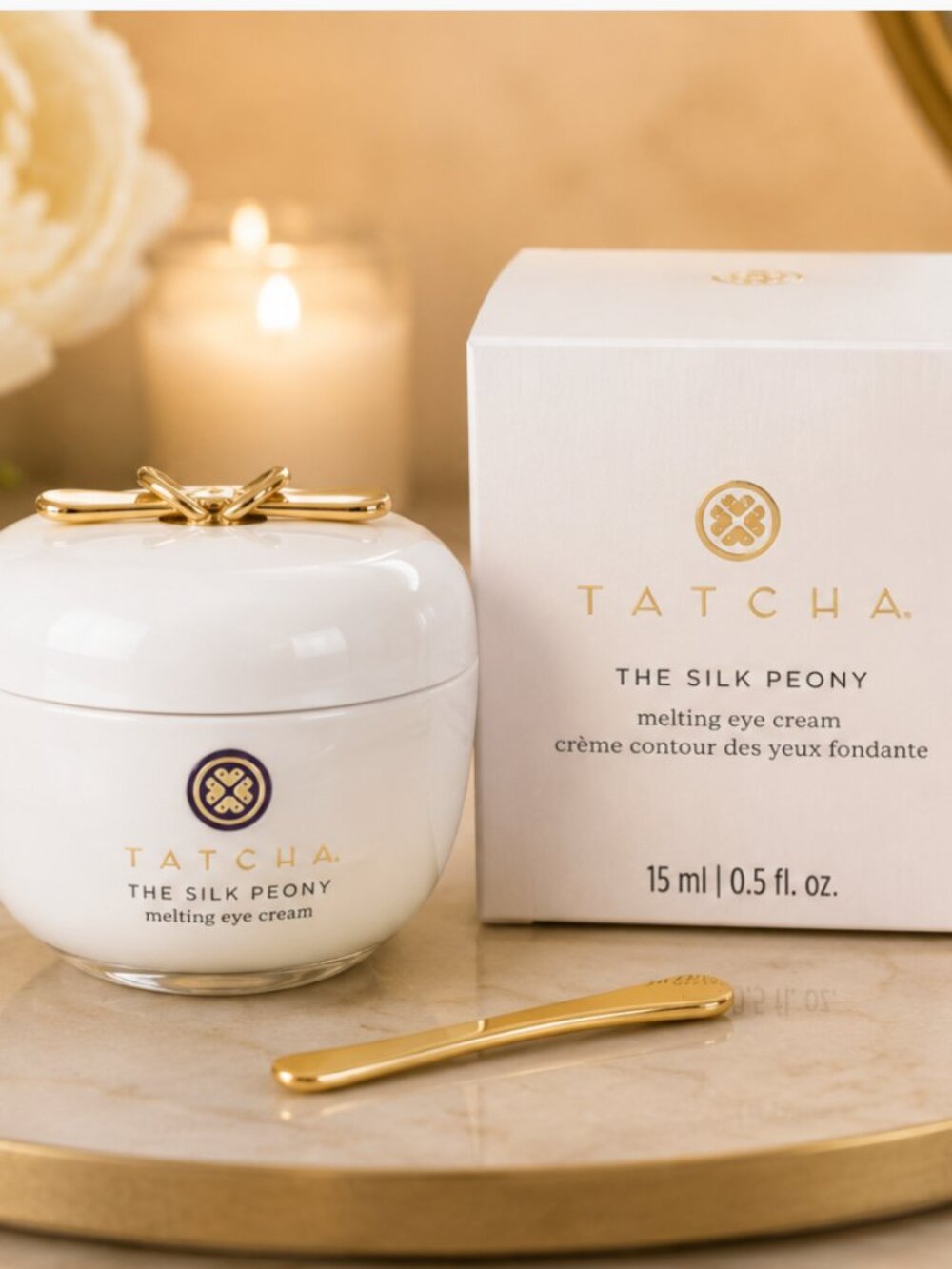 TATCHA Silk Peony Melting Eye Cream Full Size New Anti Aging with Gold Spatula
